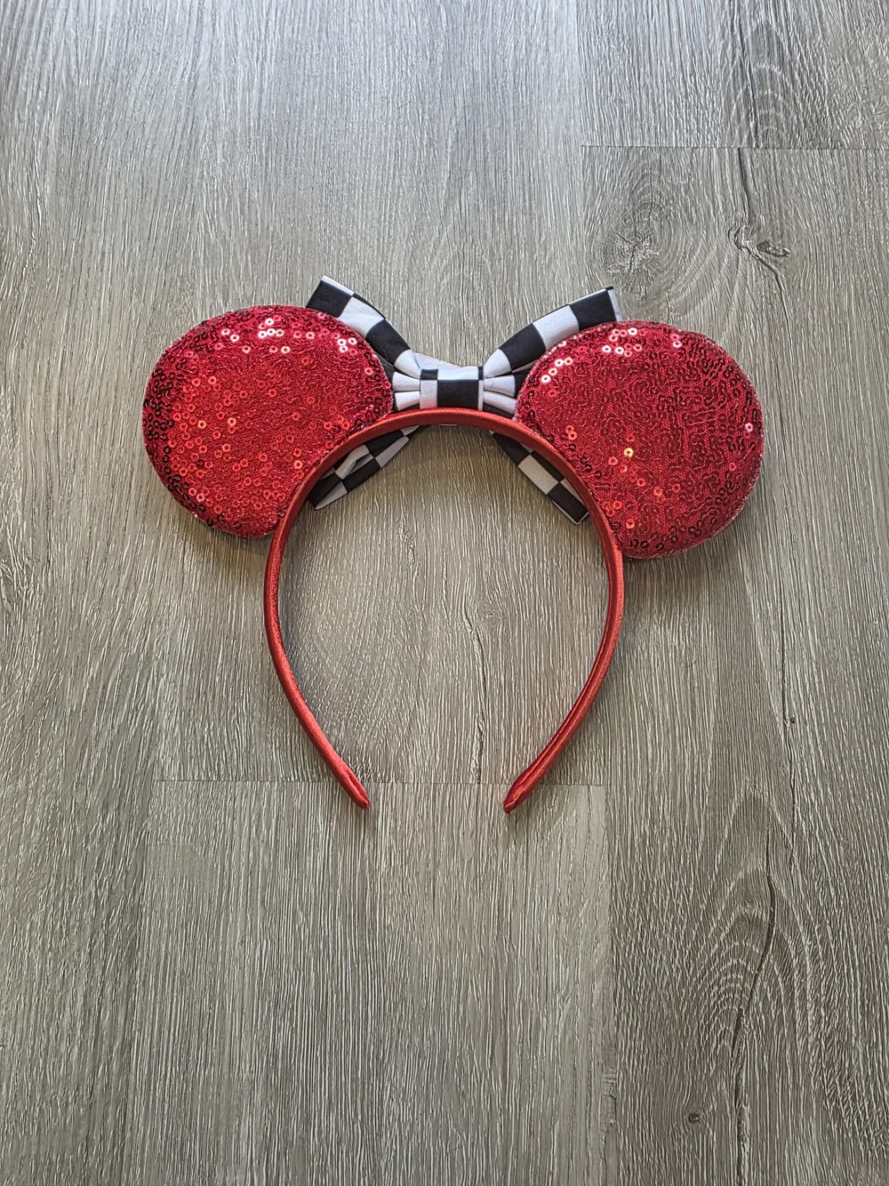 Disney Cars Lightning McQueen Red Sequin Checkered Bow Headband